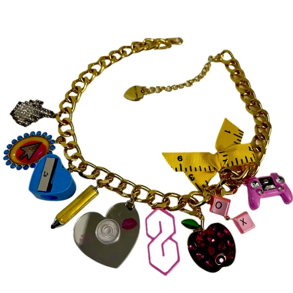 New Betsey Johnson School Supply Charm Necklace - Picture 3 of 11